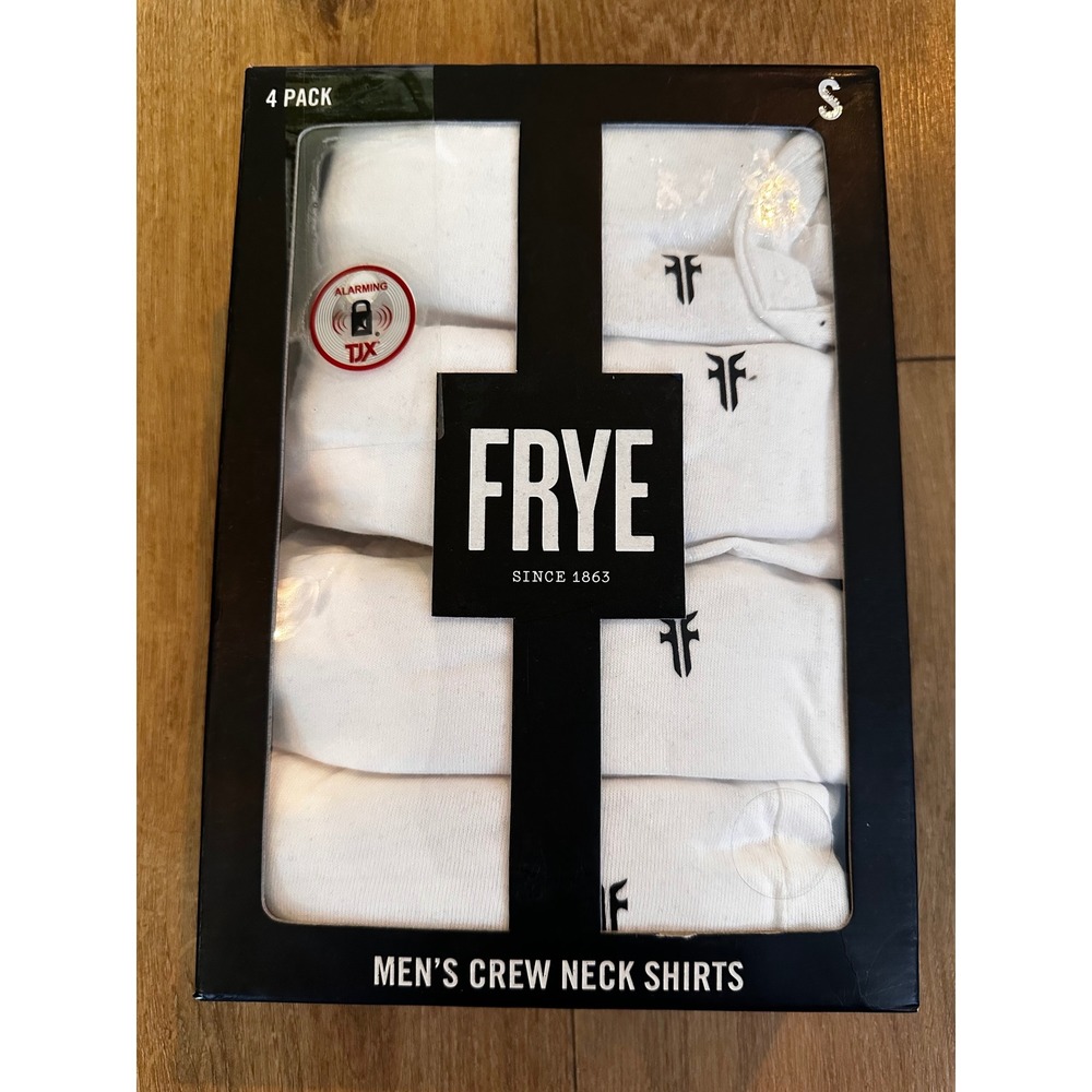 Frye Mens 4 Pack Crew Neck T-Shirts White Cotton Blend Size Small FR26167AS-WH